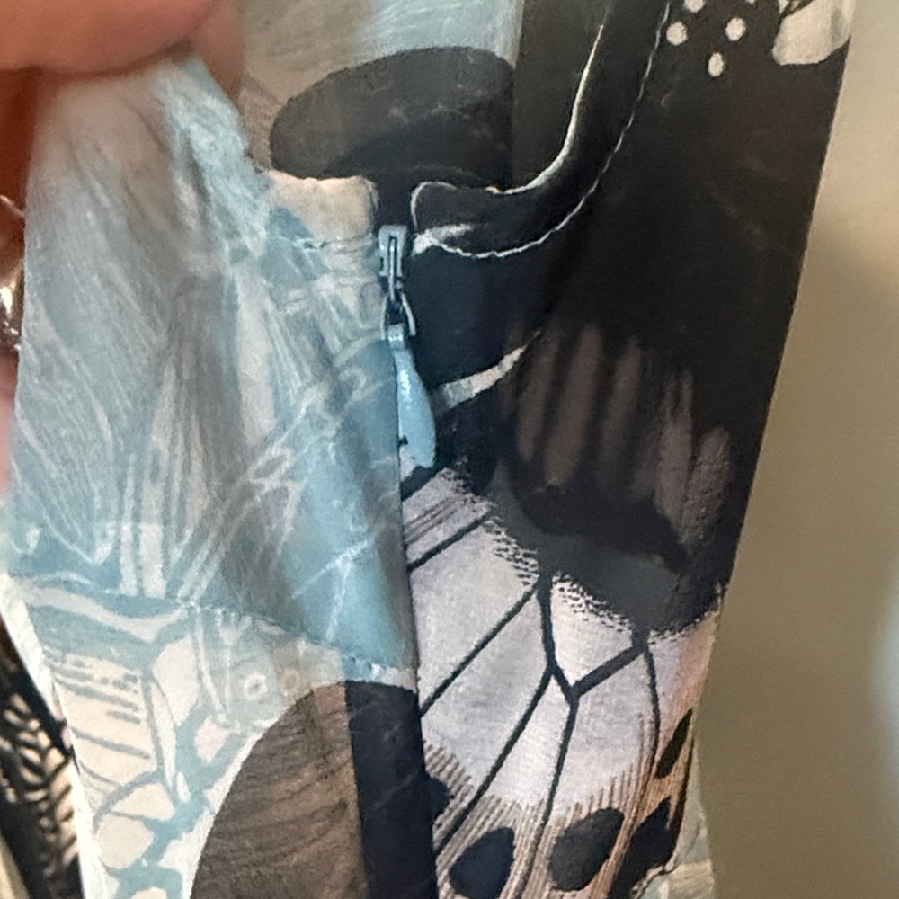Leifsdottir Blue and Black Butterfly Print Blouse - Picture 3 of 4